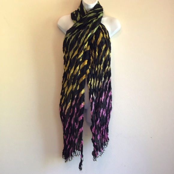 New Black Beach Striped Scarf Wrap Pareo - Picture 7 of 12